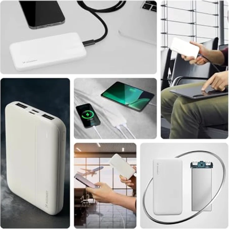 Wozinsky WPBWE1 Powerbank 10000mAh, 2 x USB, weiß, leicht und reisefreundlich mit Schutzfunktionen – Bild 11