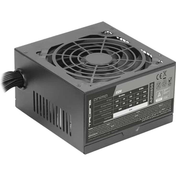 Tacens Anima APIII850, PC-Netzteil ATX 850W mit 85% Bronze-Effizienz, ultrasilent 12cm Lüfter, extralange Flachkabel, Schwarz – Bild 2