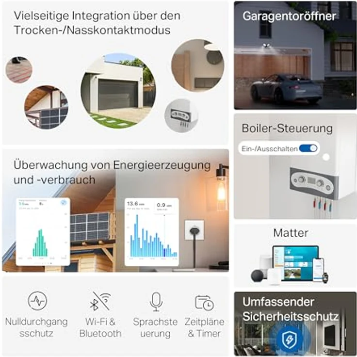 Tapo S110E - WLAN und Bluetooth Smart Relaisschalter, 1 Kanal, 10A, Trocken-/Nasskontakt, Energieerfassung, Alexa & Google Home kompatibel, kompakte Bauweise – Bild 2