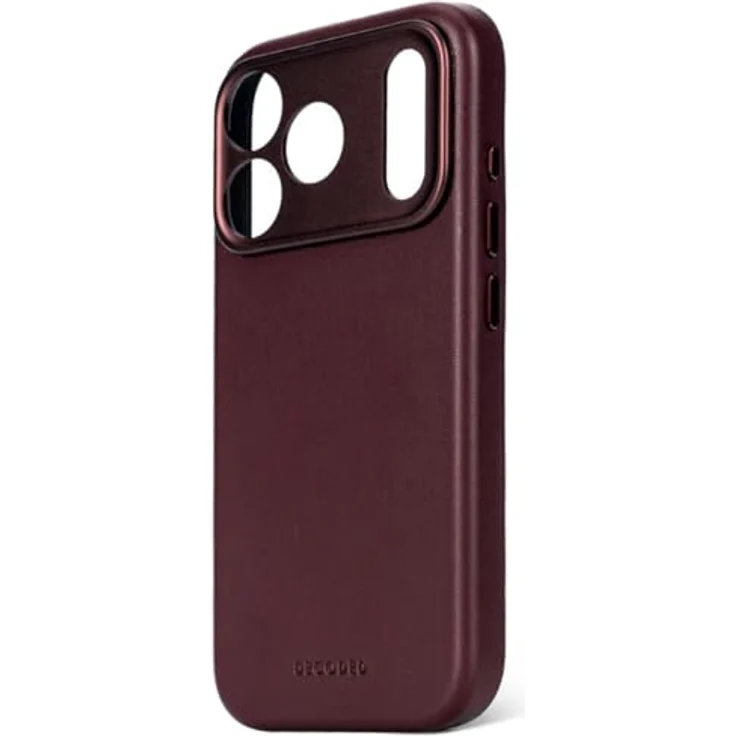 Decoded Leather Backcover für Apple iPhone 17 Pro, handgefertigte Smartphone Hülle aus Vollnarbenleder mit MagSafe, Dark Ruby Rot – Bild 4