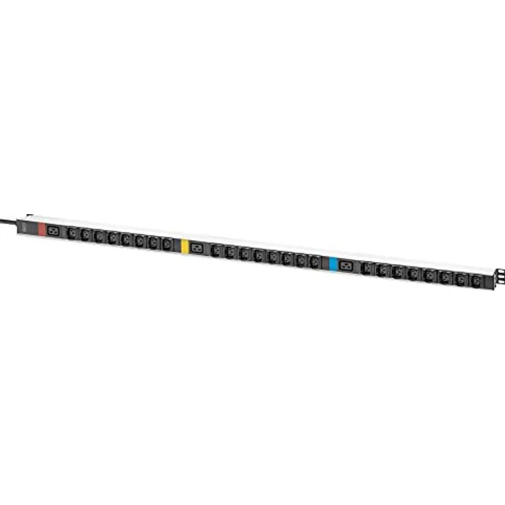 DIGITUS Basis IT PDU, 3-phasig 16A, 24 x C13, 3 x C19, 3 m Zuleitung, IEC 60309 16 A Stecker, Schwarz