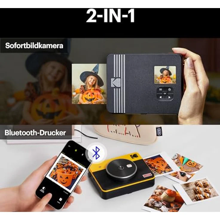 KODAK Mini Shot 3 Retro 4PASS 2-in-1 Sofortbildkamera und tragbarer Fotodrucker (7,6 x 7,6 cm) + Packung mit 68 Blatt weiß - Kostengünstiger Fotodrucker mit 4Pass-Technologie – Bild 4