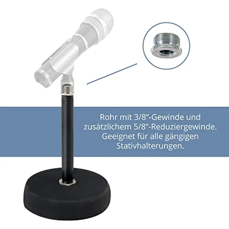 Pronomic MST-10 BK Mikrofon Tischstativ Tischmikrofon Stativ Ständer (für 3-8'' Gewinde, Gusseisener Fuß) schwarz – Bild 4