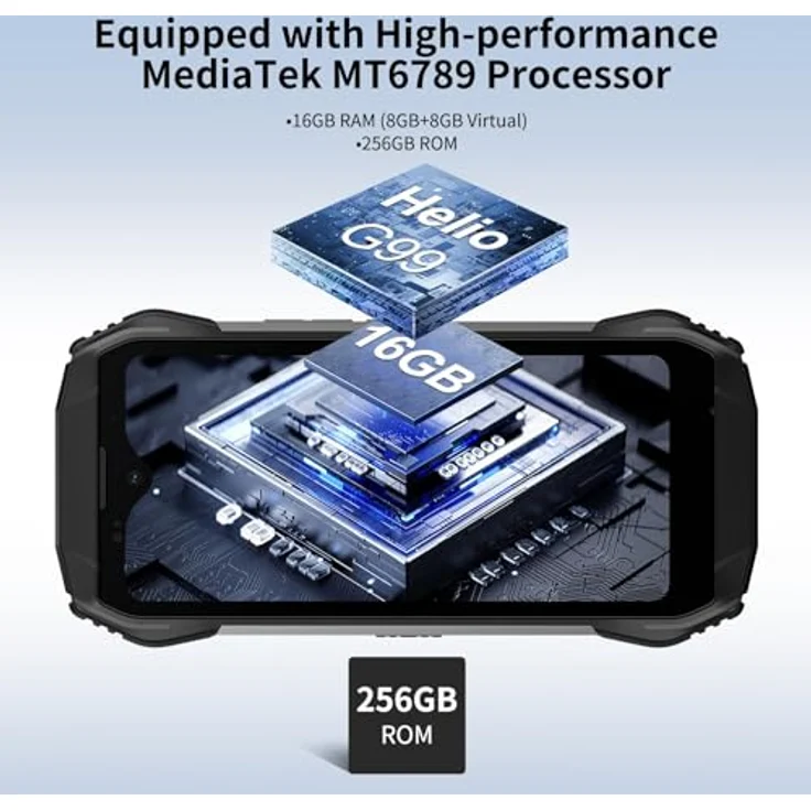 Blackview N6000(2023) Mini Outdoor Handy Ohne Vertrag, 16GB+256GB Helio G99 Outdoor Smartphone Android 13, 4.3" QHD+ Display 48MP+16MP Kamera Baustellenhandy, 3880mAh Akku Handy/NFC/Face ID/GPS/IP69K – Bild 3