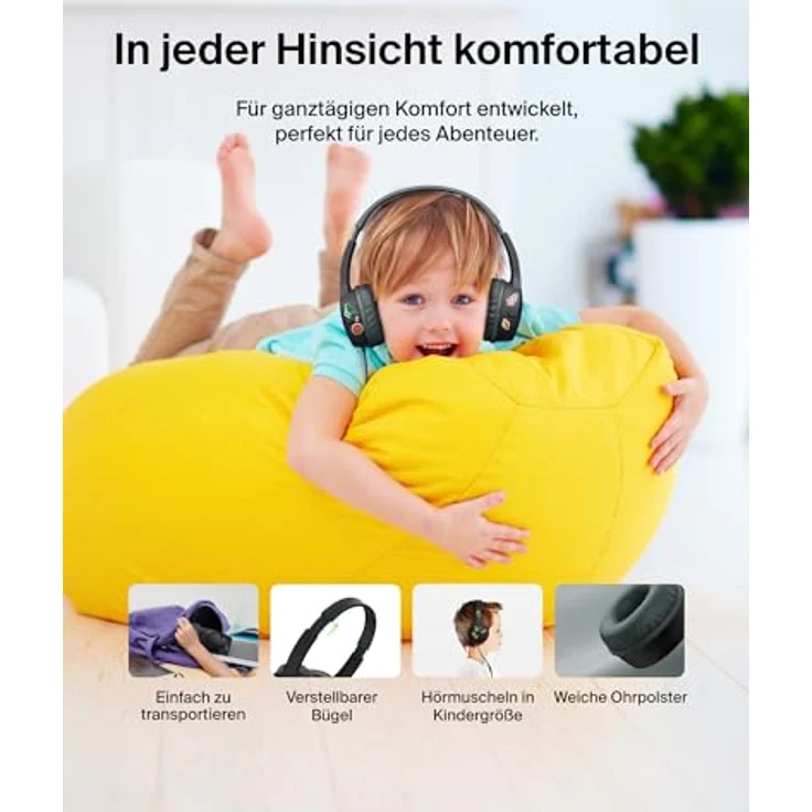 Belkin SoundForm On-Ear Kopfhörer für Kinder, kabelgebunden, schwarz, Modell AUD010hqBK – Bild 7
