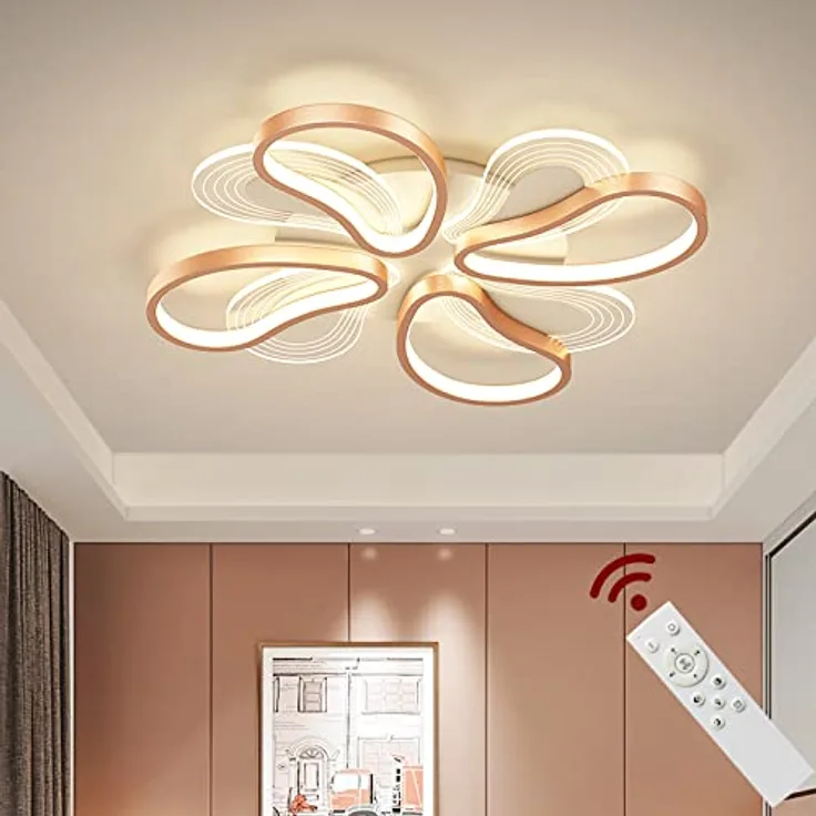 Eurotondisplay LED Deckenlampe 2139-4MS 60cm rosagold lackierte Metallrahmen Fernbedienung Lichtfarbe/Helligkeit einstellbar dimmbar A+ LED Wohnzimmerleuchte Deckenleuchte