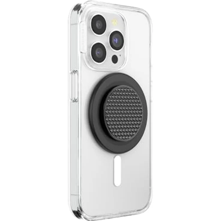 PopSockets PopGrip Alu Triangle Knurl MagSafe, Smartphone Halterung mit magnetischem Adapterring, schwarz – Bild 2
