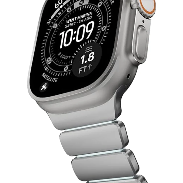 Nomad Stratos Band Titanium Natural 49mm, Icy Blue Glow Smartwatch-Armband mit Wasserresistenz und magnetischem Verschluss – Bild 8