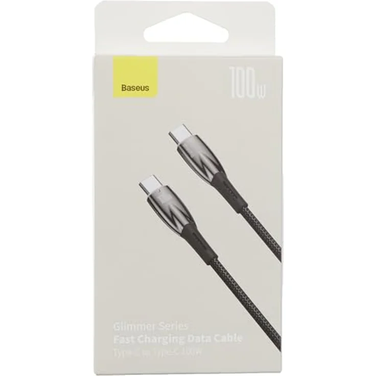Baseus Glimmer Series Schnellladekabel USB-C, 100 W, 1 m, Schwarz, mit 480 Mbit/s Datenübertragung und Halo-Anzeige – Bild 1