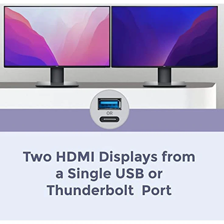 SoNNeT Dual 4K HDMI 2.0 Adapter für M1 Macs, USB-A auf USB-C, Anschluss für zwei 4K Monitore@60Hz – Bild 3