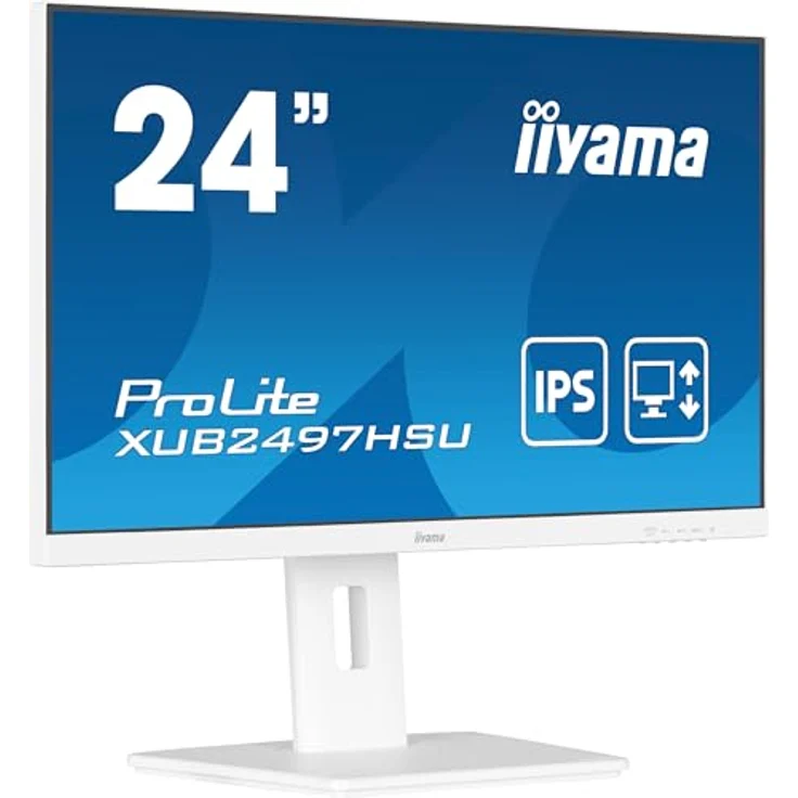 iiyama Prolite XUB2497HSU-W2 60,5cm 23,8" IPS LED-Monitor Full-HD 100Hz HDMI DP USB2.0 Slim-Line Höhenverstellung Pivot Adaptive Sync weiß – Bild 1