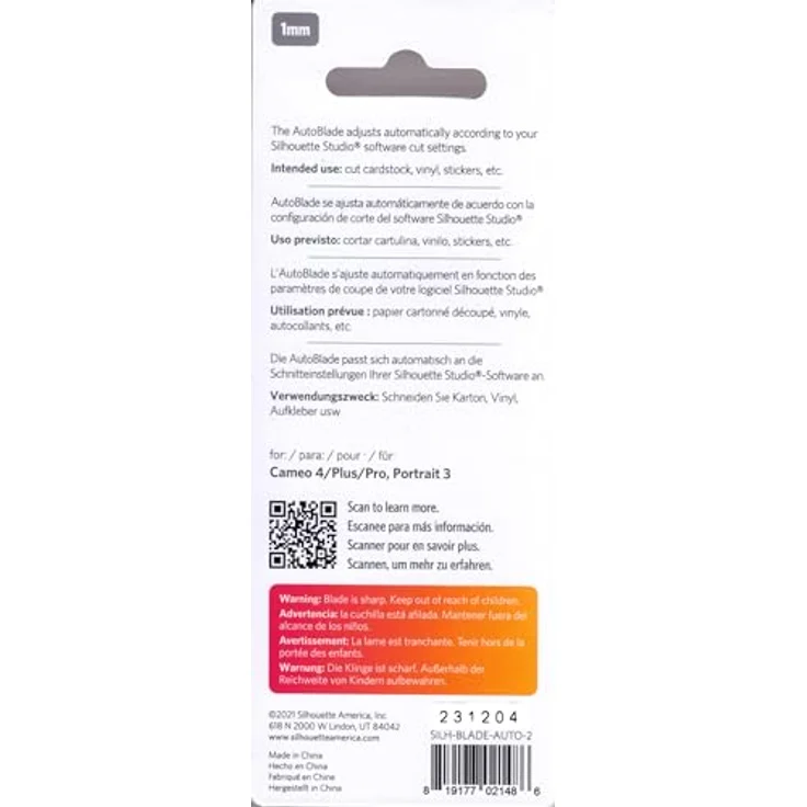 Silhouette America SILH-BLADE-AUTO-2 Automatik-Messer für Silhouette CAMEO 4/5, Portrait 3/4 und CURIO-2, gesinterte Wolframlegierung, automatisches Anpassen der Klingenlänge 0,1 mm - 1 mm – Bild 2