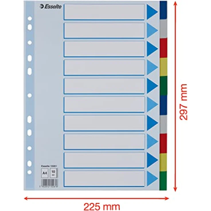 ESSELTE Esselte Kunststoff-Register, blanko, A4, PP, 10-teilig, Mehrfarbig – Bild 5