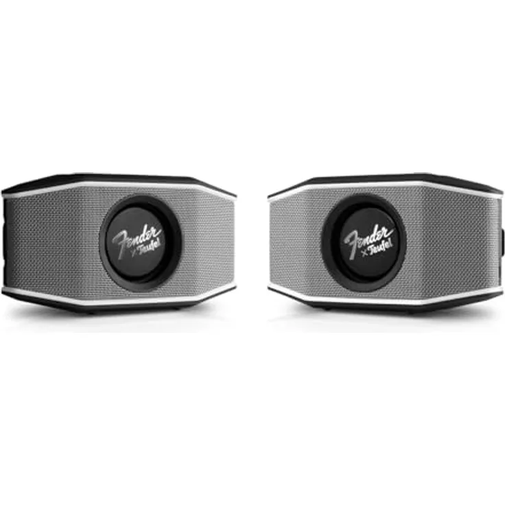 Teufel Fender x ROCKSTER GO 2 Stereo-Set Bluetooth Speaker - Tragbarer Lautsprecher mit Langer Akkulaufzeit (28 h), Wasserdicht IP67, Wireless Musikstreaming, Outdoor - Steel Black (Schwarz)
