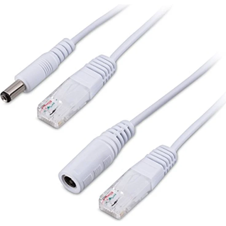kwmobile Passive Power Over Ethernet PoE Adapter Kabel Set - Injektor + Splitter Kabel für Netzwerk, IP Telefon und IP Kamera, Schwarz – Bild 2
