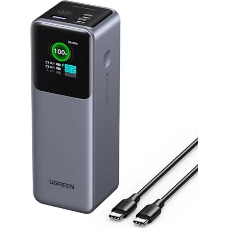 UGREEN Nexode Power Bank 25000mAh 200W, externer Akku mit 3 USB-Ports und digitalem Display, USB C PD 3.1, kompatibel mit iPhone 17/16/15/14 Pro Max, Galaxy S24 Ultra, MacBook Pro