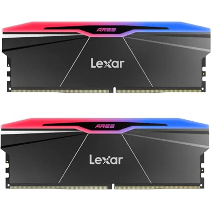 Lexar ARES Gen2 RGB DDR5 RAM 32 GB Kit (2x16GB) 8000 MHz, 288-Pin-UDIMM Desktop Speicher für Intel XMP 3.0 - Empowered by SK Hynix - CL38-48-48-100 - 1.45V (Rot) (LD5U16G80C38BR-RGD)