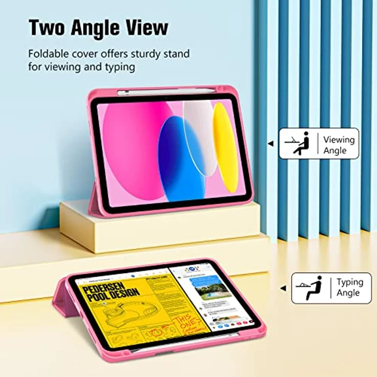 ProCase Hülle für iPad A16 11. & 10. Generation (2025/2022) – Leichte dünne Schutzhülle mit Stifthalter und Smart Cover – Pink – Bild 4