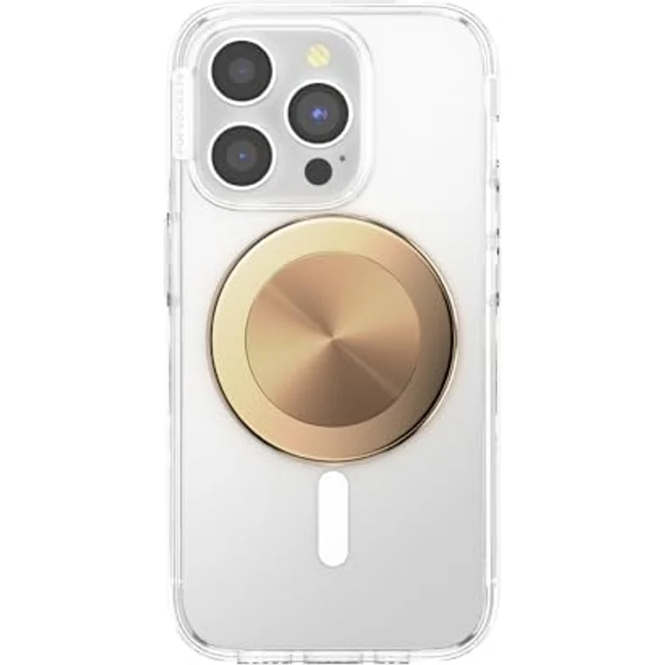 PopSockets runder PopGrip, kompatibel mit MagSafe, inkl. Adapterring, kabelloses Laden, Aluminium Radial Gold – Bild 2