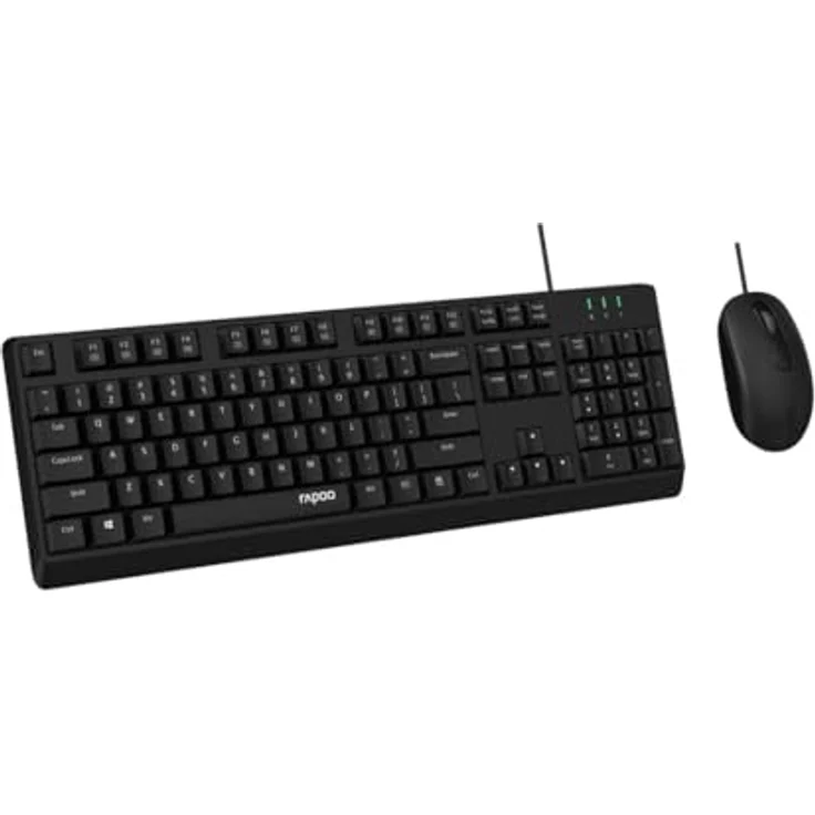Rapoo NX1500, kabelgebundenes Tastatur-Maus-Set mit QWERTZ Layout, für PC und Laptop, schwarz – Bild 2