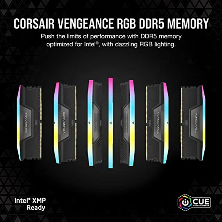 Corsair VENGEANCE RGB DDR5 RAM 64GB (4x16GB) 6400MHz CL32 Intel XMP iCUE Kompatibel Computer Speicher - Schwarz (CMH64GX5M4B6400C32) – Bild 2