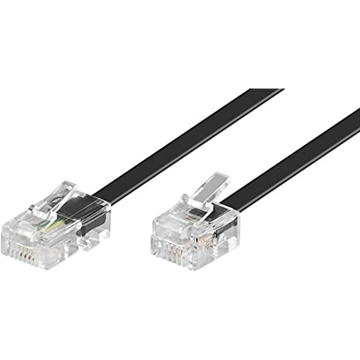 Goobay 68579 Telefonkabel RJ11 auf RJ45, Flachkabel, 15m, Schwarz, geeignet für DSL Modem, ISDN und Faxgerät – Bild 1