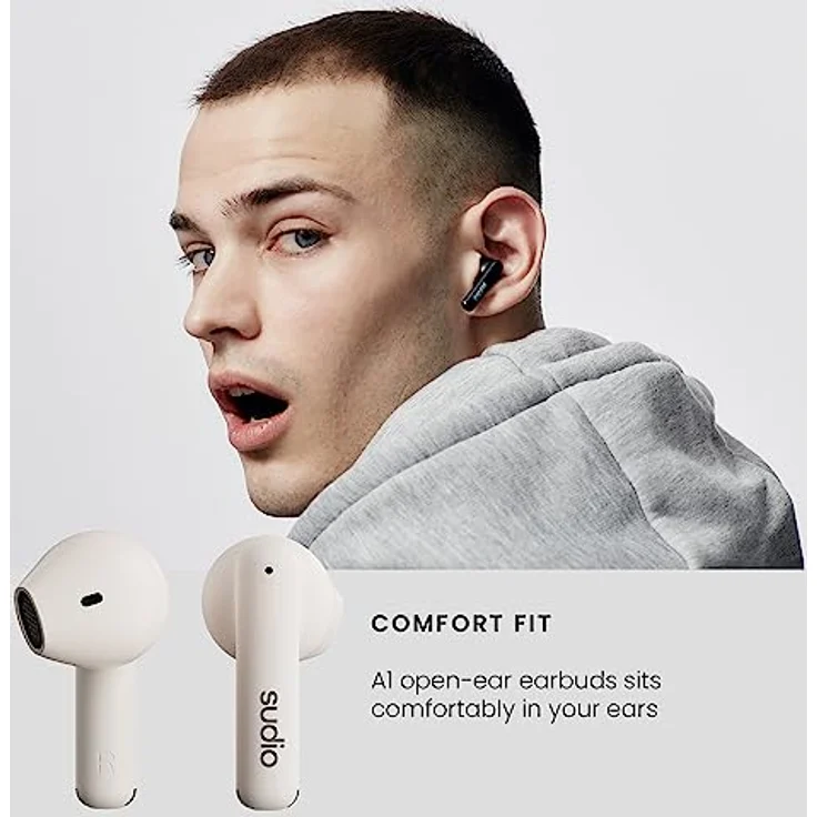 Sudio A1 Tws Kopfhörer Beige Beige One Size, Open-Ear-Ohrhörer mit tiefer Basswiedergabe und wasserresistentem Design – Bild 5