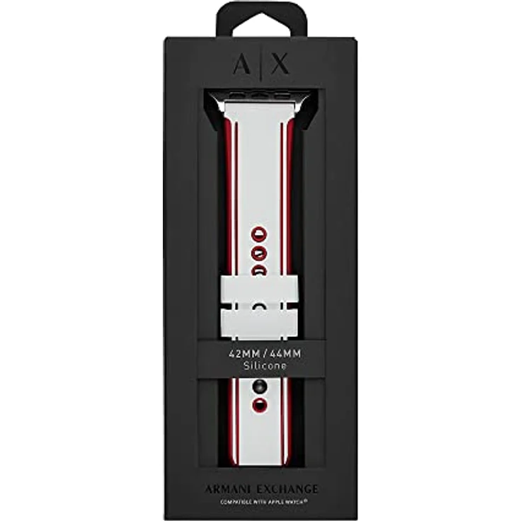 Armani Exchange Silicone Band für Apple Watch® 42/44/45mm, Rot/Weiß mit Steckverschluss – Bild 3