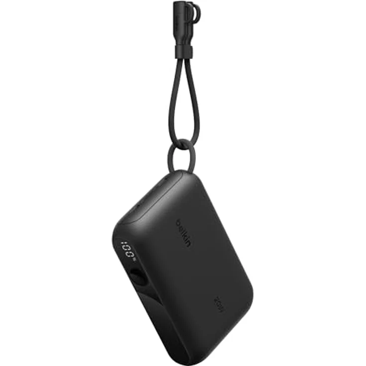 Belkin Powerbank 10.000 mAh, Powerbank mit 2 USB-C-Anschlüssen und digitaler Akkuanzeige, 20 W Leistung für iPhone 16/15, Samsung Galaxy S25/S24, Pixel 9, iPad – Schwarz – Bild 1
