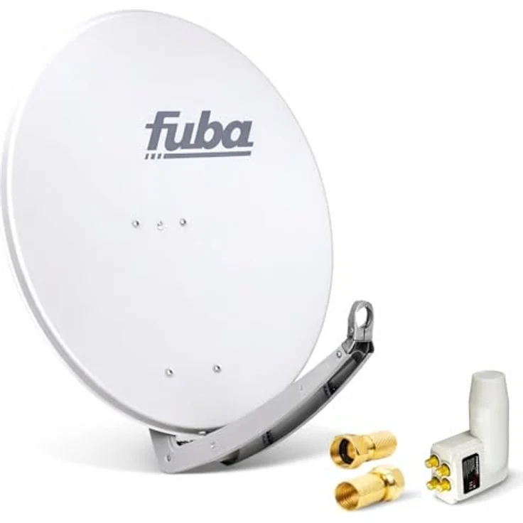 Fuba DAA 780 G, 74x84cm Satellitenschüssel aus Aluminium in Grau mit PremiumX Quad LNB für 4 Teilnehmer, 8x F-Stecker – Bild 1