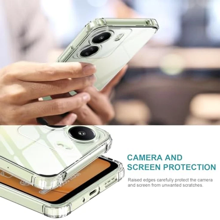 LeYi Hülle für Xiaomi Redmi 13C 4G, Transparente TPU Silikon Schutzhülle mit 2 Schutzfolien, Stoßfest und Dünn, Kameraschutz, Crystal Clear Cover Case – Bild 2
