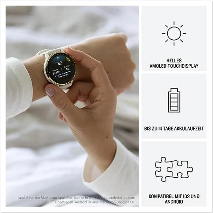 Garmin Venu 3 – GPS-Fitness-Smartwatch mit Bluetooth Telefonie und Sprachassistenz, Ultrascharfes 1,3 Zoll/ 1,1 Zoll AMOLED-Touchdisplay, Fitnessfunktionen, Garmin Music, Garmin Pay und Rollstuhlmodus, 22mm, Schwarz/Schiefergrau – Bild 3