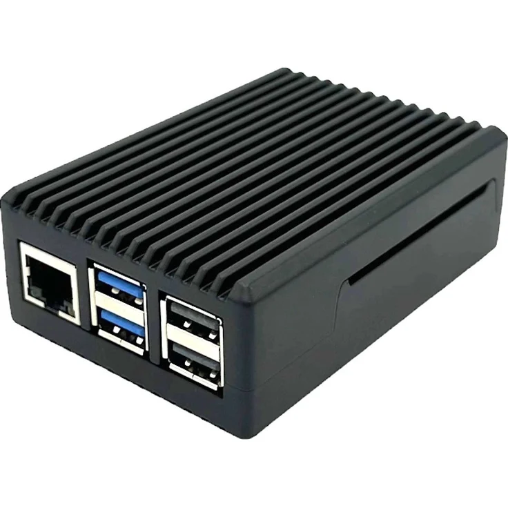 BerryBase PC-Gehäuse Full Armor Gehäuse für Raspberry Pi 5, Schwarz, aus Aluminium, stabiler Aufbau, effiziente Wärmeableitung – Bild 1