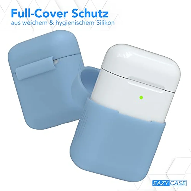 EAZY CASE Kopfhörer-Schutzhülle Silikon Hülle für Apple AirPods 1 & 2, Blau/Helllblau, Rutsch- und stoßfeste Silikontasche – Bild 3