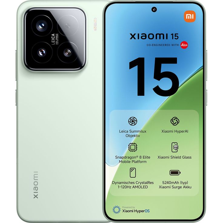 Xiaomi 15 5G Smartphone – 6,36" OLED 120Hz, Snapdragon 8 Elite, 512GB, Dual SIM, HDR10+, Dolby Vision, Green