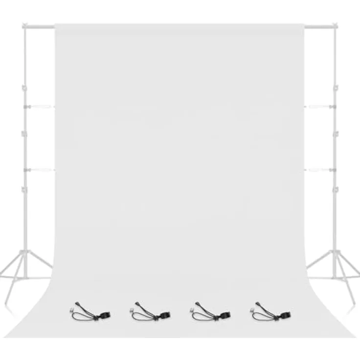 EMART Fotohintergrund Weiß, 3x6m Polyester Faltbar mit 4 Clips, Reduziert Lichtreflexion für Fotografie und Video Produktion