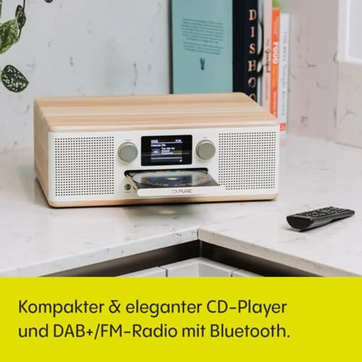 Pure Classic C-D6 Musiksystem (CD-Player, DAB+/FM, Bluetooth, AUX, USB, Wecker, Sleeptimer) Cotton White/Oak – Bild 2
