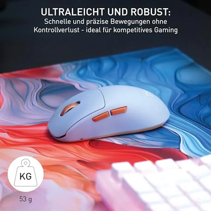 CHERRY XTRFY M68 Wireless, Ultraleichte Kabellose Gaming-Maus, 2,4 GHz Funk, Optimiert für esports, Symmetrische Form mit Besonders Niedriger Front, Blau – Bild 4