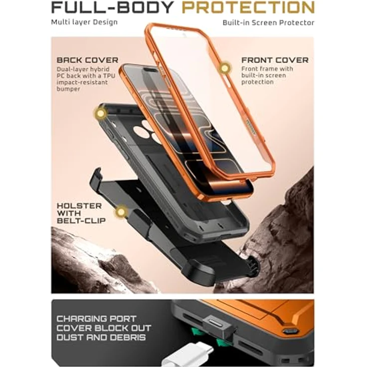 i-Blason GA843439159723, Smartphone Hülle für Apple iPhone 17 Pro, Orange, mit integrierter Standfunktion und robustem Schutz – Bild 6