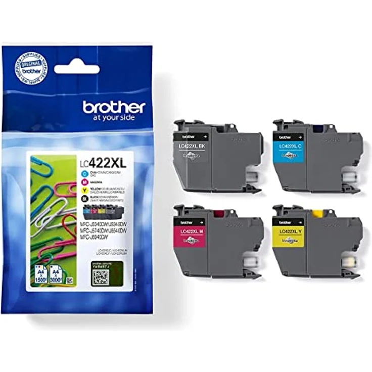 Brother Original LC-422XLVAL Tintenpatronen Value Pack MFC-J5340DW, MFC-J5345DW, MFC-J5740DW, MFC-J6540DW, MFC-J6940DW (bestehend aus 4 Tintenpatronen: Schwarz, Cyan, Magenta, Gelb), XL – Bild 1