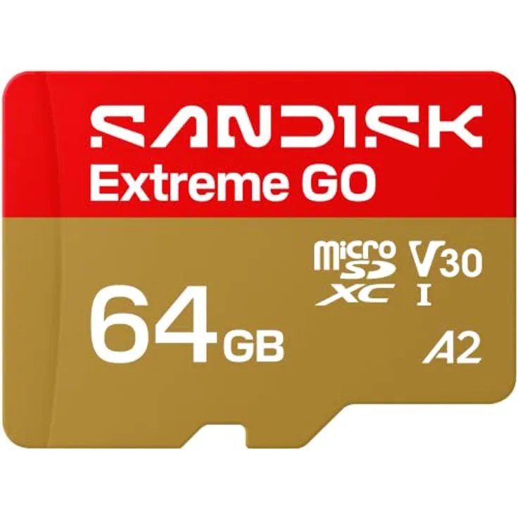SanDisk Extreme Go, microSDHC UHS-I Karte mit 64 GB, A2, Video Class V30, UHS-I U1