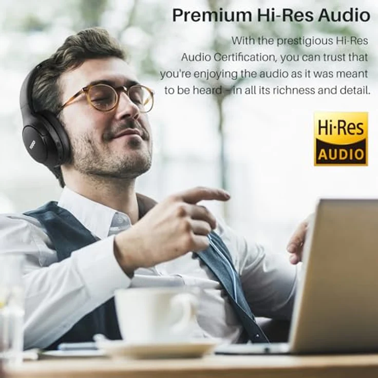 TOZO HT2 Kabelloser Bluetooth Kopfhörer Over-Ear mit Hybrid Active Noise Cancelling, 56 Stdn. Spielzeit, Hi-Res Audio, Kristallklare Anrufe, Tiefer Bass, APP Steuerung - Schwarz – Bild 2