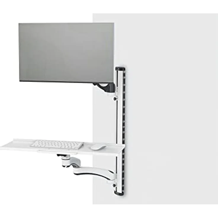 Digitus Workstation, Monitor- und Tastaturhalterung zur Wandmontage für 32 Zoll Monitore, VESA 75x75/100x100, Traglast 8 kg, Weiss/Schwarz – Bild 2