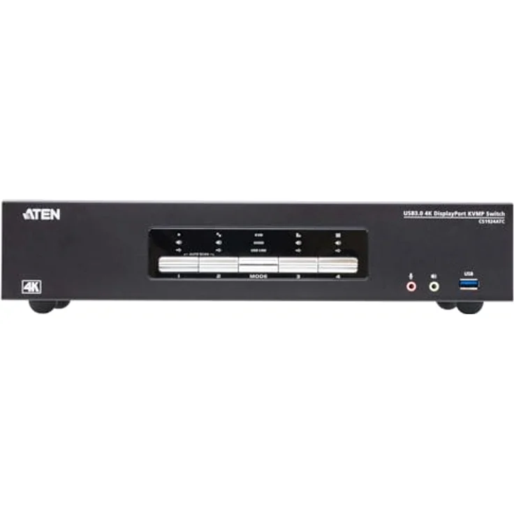 ATEN CS1924ATC 4-Port USB 3.0 4K DisplayPort KVM Switch für ATC, unterstützt Bildschirmauflösungen von 2048 x 2048 @ 60Hz, Null-Sekunden-Umschaltung – Bild 2
