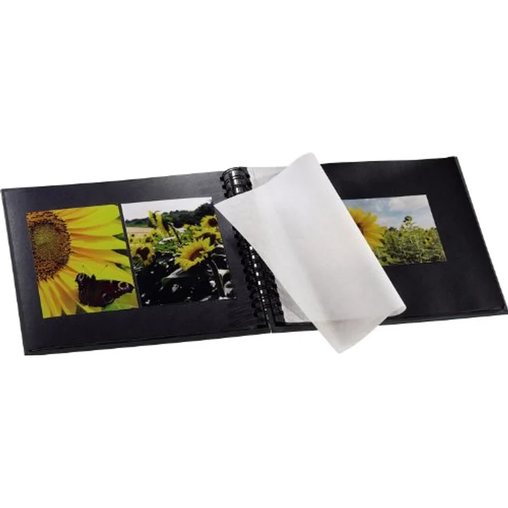 Hama Fotoalbum, 28 x 24 cm, 50 schwarze Seiten, 25 Blatt, mit Ausschnitt für Bildeinschub, Fotobuch schwarz – Bild 2