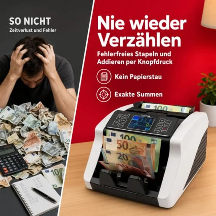 OLYMPIA Banknotenzähler NC 560 Plus, Echtheitsprüfung, externes Kunden-Display, bis zu 1.000 Banknoten pro Minute – Bild 6