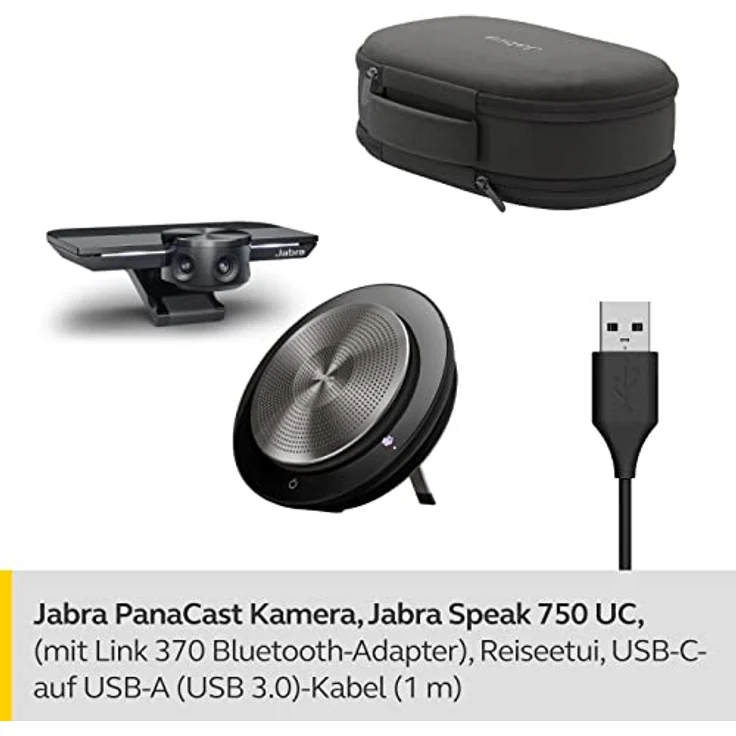 Jabra PanaCast Meet Anywhere Videokonferenz-Bundle - Videokamera, Panorama-Ansicht in 4K-Auflösung, Jabra Speak 750 - UC zertifiziert, Teams, Zoom und Google Meet kompatibel - Reiseetui & 1m USB-Kabel – Bild 2