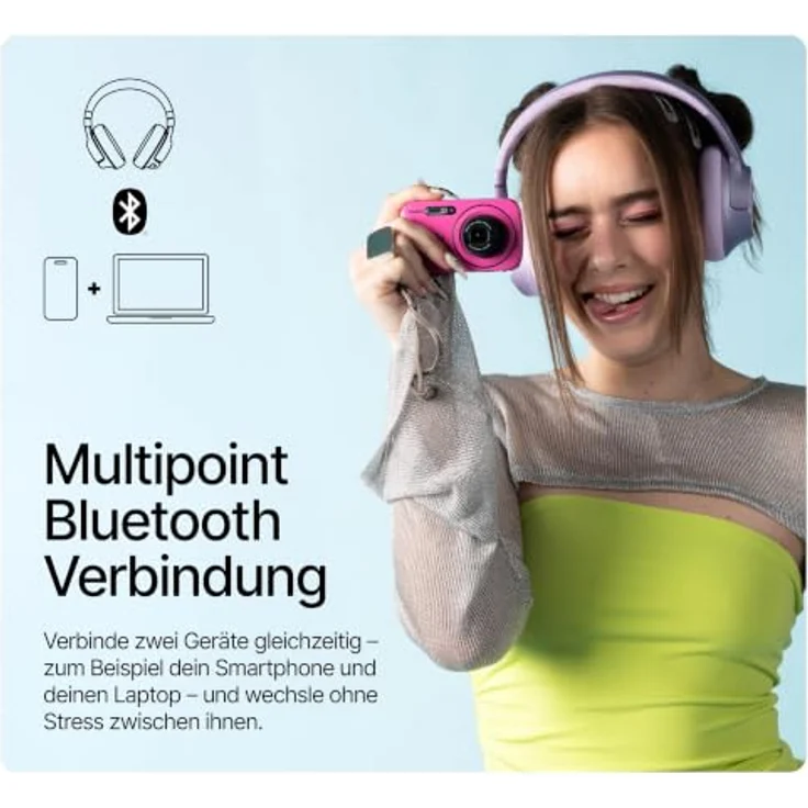 Fresh n Rebel Clam Fuse 2, Bluetooth Kopfhörer mit 50 h Laufzeit und USB-C, Blau – Bild 6