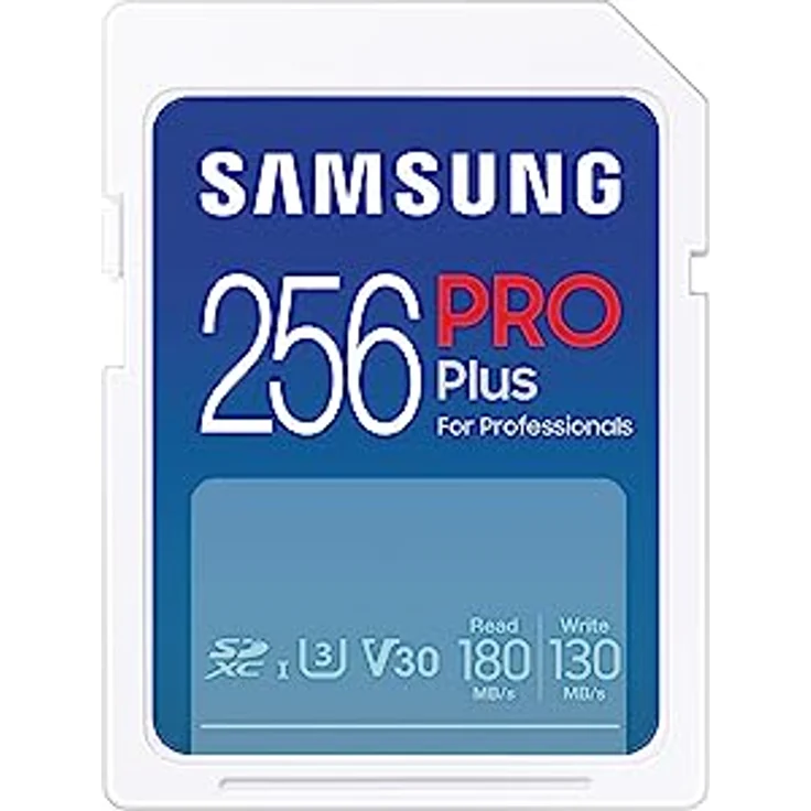 Samsung PRO Plus SD Speicherkarte (MB-SD256S/EU), 256 GB, UHS-I U3, Full HD & 4K UHD, 180MB/s Lesen, 130 MB/s Schreiben, Karte für Spiegelreflexkameras und Systemkameras (2023) – Bild 1
