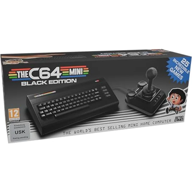 Retro Games THEC64 mini - Black Edition, mini Heimcomputer mit 25 neuen Spielen und HDMI-Ausgang